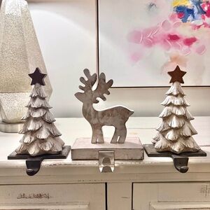 Rustic Reindeer and Tree Stocking Holders